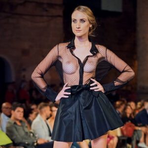 Gonna in taffetà di seta plissè