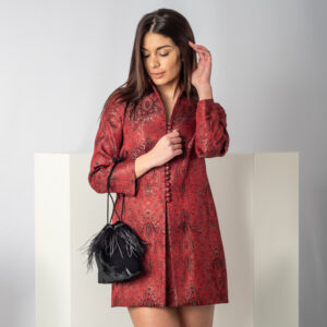 Borsa in velluto con applicazione di piume