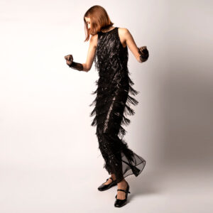 Abito lungo con frange