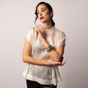 Blusa in organza di seta